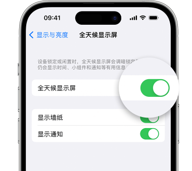 渝水苹果15预约维修分享iPhone15如何设置全天候显示屏幕可见 